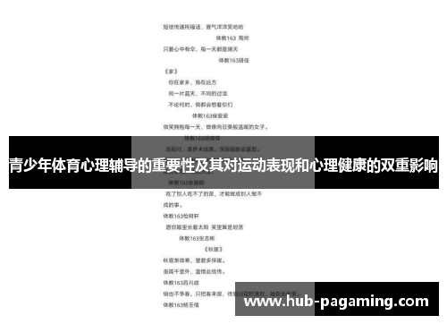 青少年体育心理辅导的重要性及其对运动表现和心理健康的双重影响